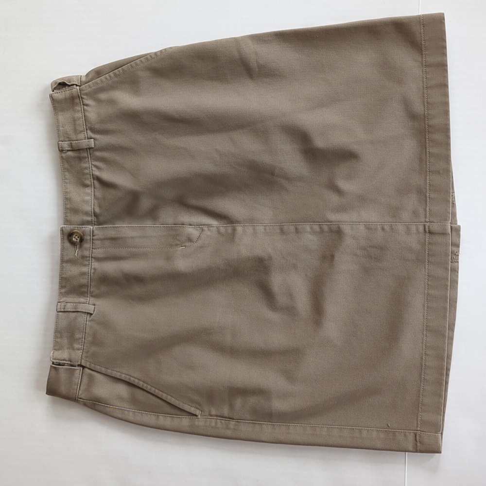L.L. Bean Extendable Waist Cotton Skirt 8P Brown Pockets